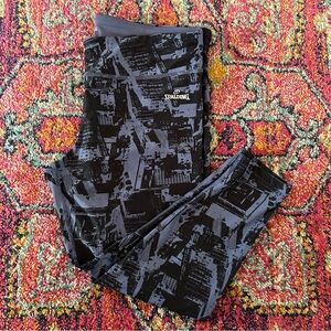 Spalding capri length Black and Gray/purple Patterned Leggings